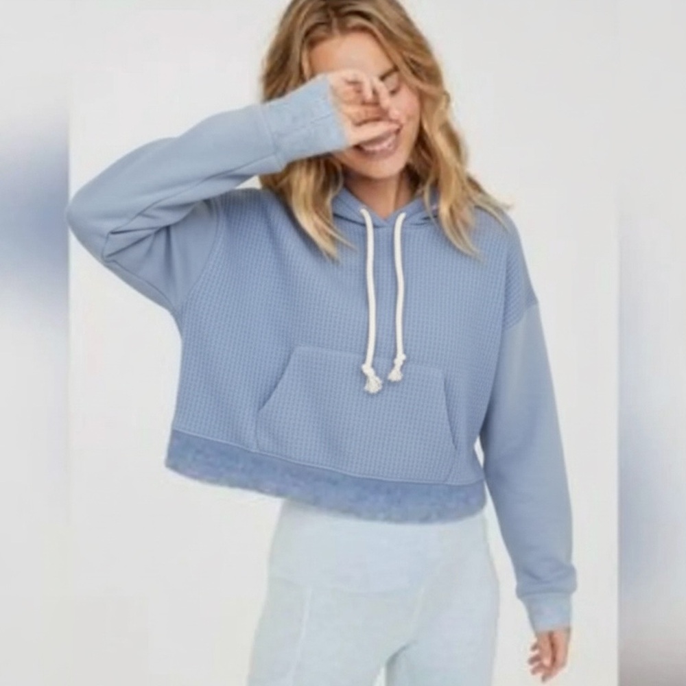 Aerie Waffle Knit Cropped Hoodie